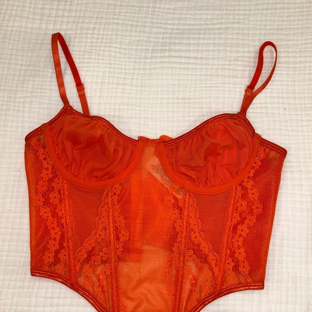 Glassons Orange Lace Bra with Adjustable Straps